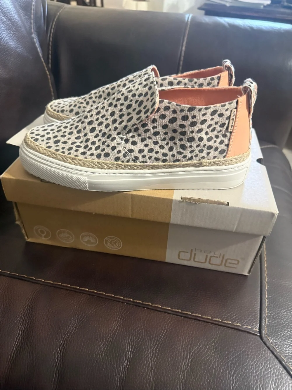 Hey Dudes Espadrille Slip-On Sneakers with Black Spot Print
